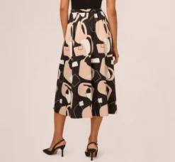 Adrianna Papell Pants & Skirts|Co-Ord Sets*Abstract Print A Line Satin Midi Skirt In Black Modern Art