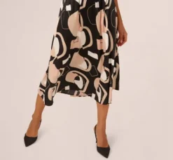 Adrianna Papell Pants & Skirts|Co-Ord Sets*Abstract Print A Line Satin Midi Skirt In Black Modern Art