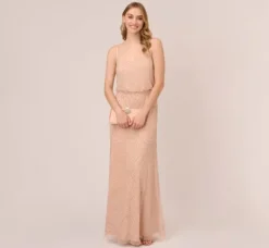 Adrianna Papell Wedding Guest Dresses|Formal Dresses*Art Deco Beaded Blouson Gown In