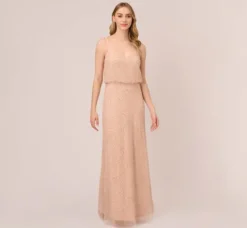 Adrianna Papell Wedding Guest Dresses|Formal Dresses*Art Deco Beaded Blouson Gown In