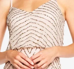 Adrianna Papell Wedding Guest Dresses|Formal Dresses*Art Deco Beaded Blouson Gown In Taupe Pink