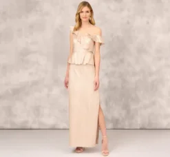 Adrianna Papell Wedding Guest Dresses|Formal Dresses*Asymmetrical Column Gown With Ruffle Details In