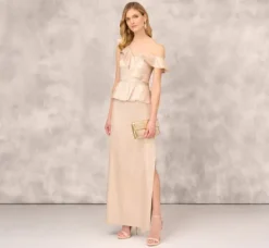 Adrianna Papell Wedding Guest Dresses|Formal Dresses*Asymmetrical Column Gown With Ruffle Details In