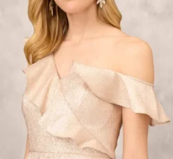 Adrianna Papell Wedding Guest Dresses|Formal Dresses*Asymmetrical Column Gown With Ruffle Details In