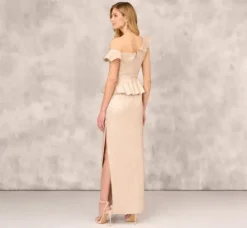 Adrianna Papell Wedding Guest Dresses|Formal Dresses*Asymmetrical Column Gown With Ruffle Details In