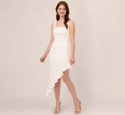 Adrianna Papell Day Dresses|Petite-Friendly*Asymmetrical Crepe Midi Dress With Flounce Hem In