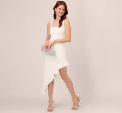 Adrianna Papell Day Dresses|Petite-Friendly*Asymmetrical Crepe Midi Dress With Flounce Hem In