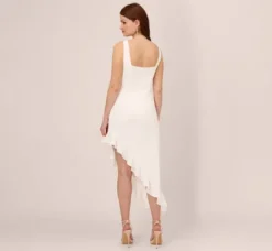 Adrianna Papell Day Dresses|Petite-Friendly*Asymmetrical Crepe Midi Dress With Flounce Hem In