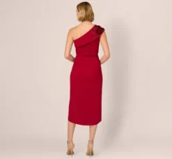 Adrianna Papell Wedding Guest Dresses|Petite-Friendly*Beaded Crepe One Shoulder Wrap Dress In