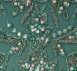 Adrianna Papell Wedding Guest Dresses|Formal Dresses*Beaded Mermaid Gown With Sheer Petal Sleeves In Green Slate