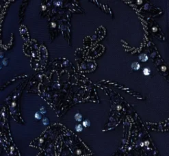 Adrianna Papell Wedding Guest Dresses|Formal Dresses*Beaded Mermaid Gown With Sheer Petal Sleeves In Light Navy