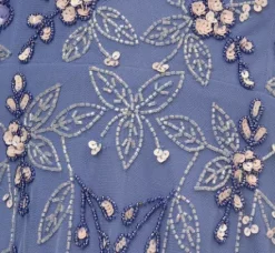 Adrianna Papell Wedding Guest Dresses|Petite-Friendly*Beaded Midi Dress With Sheer Ruffled Sleeves In French Blue
