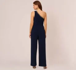 Adrianna Papell Jumpsuits|Beaded Dresses*Beaded One-Shoulder Matte Jersey Jumpsuit In