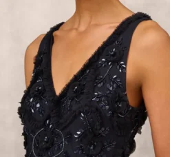 Adrianna Papell Wedding Guest Dresses|Formal Dresses*Beaded Ruffle Sleeveless Gown With V-Neck And Back In