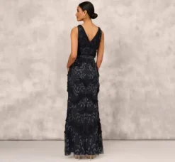 Adrianna Papell Wedding Guest Dresses|Formal Dresses*Beaded Ruffle Sleeveless Gown With V-Neck And Back In