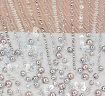 Adrianna Papell Wedding Guest Dresses|Petite-Friendly*Beaded Short Sleeve Midi Dress With Sheer Details In Snow Globe