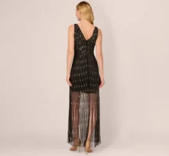 Adrianna Papell Wedding Guest Dresses*Beaded Sleeveless Dress With Carwash Hem In Black Mercury