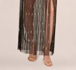 Adrianna Papell Wedding Guest Dresses*Beaded Sleeveless Dress With Carwash Hem In Black Mercury
