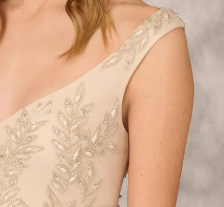 Adrianna Papell Wedding Guest Dresses|Petite-Friendly*Beaded Sleeveless Midi Dress With Sweetheart Neckline In
