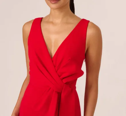 Adrianna Papell Wedding Guest Dresses|Formal Dresses*Bow Front Crepe Gown In Super Red