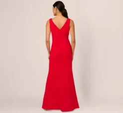 Adrianna Papell Wedding Guest Dresses|Formal Dresses*Bow Front Crepe Gown In Super Red