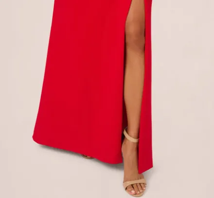 Adrianna Papell Wedding Guest Dresses|Formal Dresses*Bow Front Crepe Gown In Super Red
