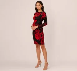 Adrianna Papell Wedding Guest Dresses|Day Dresses*Burnout Velvet Sheath Dress In Black Red