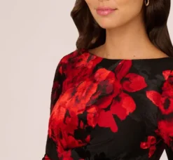 Adrianna Papell Wedding Guest Dresses|Day Dresses*Burnout Velvet Sheath Dress In Black Red