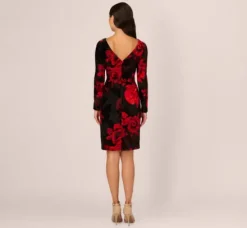 Adrianna Papell Wedding Guest Dresses|Day Dresses*Burnout Velvet Sheath Dress In Black Red