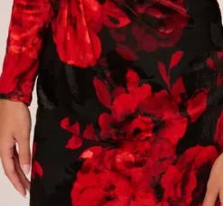 Adrianna Papell Wedding Guest Dresses|Day Dresses*Burnout Velvet Sheath Dress In Black Red