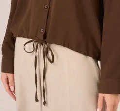 Adrianna Papell Tops & Blouses|Co-Ord Sets*Button Up Utility Shirt With Self Tie Drawstring In Coastal Coffee