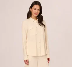 Adrianna Papell Tops & Blouses|Co-Ord Sets*Button Up Utility Top With Pockets In