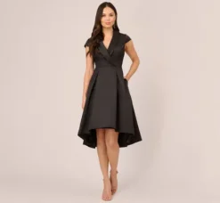 Adrianna Papell Wedding Guest Dresses|Day Dresses*Cap Sleeve Mikado Midi Dress With High Low Skirt In