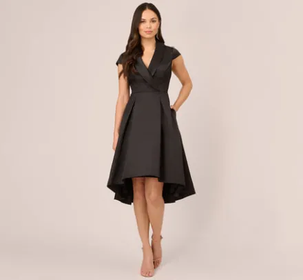 Adrianna Papell Wedding Guest Dresses|Day Dresses*Cap Sleeve Mikado Midi Dress With High Low Skirt In
