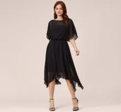 Adrianna Papell Wedding Guest Dresses|Day Dresses*Chiffon Blouson Midi Dress With Flutter Sleeves In