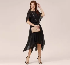 Adrianna Papell Wedding Guest Dresses|Day Dresses*Chiffon Blouson Midi Dress With Flutter Sleeves In