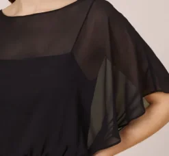 Adrianna Papell Wedding Guest Dresses|Day Dresses*Chiffon Blouson Midi Dress With Flutter Sleeves In
