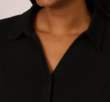 Adrianna Papell Tops & Blouses|Co-Ord Sets*Collared Button Up Top With Flutter Sleeves In
