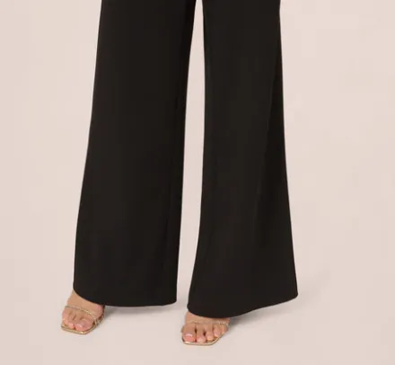 Adrianna Papell Jumpsuits*Colorblock Crepe Strapless Jumpsuit With Bow Accent In Black White
