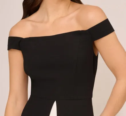 Adrianna Papell Jumpsuits|Day Dresses*Colorblock Off The Shoulder Wide Leg Jumpsuit In Black Ivory