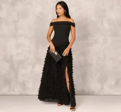 Adrianna Papell Wedding Guest Dresses|Formal Dresses*Combo Fabric Drop Waist Ballgown In