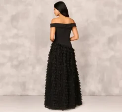 Adrianna Papell Wedding Guest Dresses|Formal Dresses*Combo Fabric Drop Waist Ballgown In
