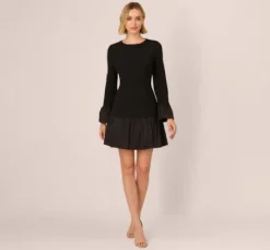 Adrianna Papell Wedding Guest Dresses|Day Dresses*Crepe And Taffeta Drop Waist Short Dress In