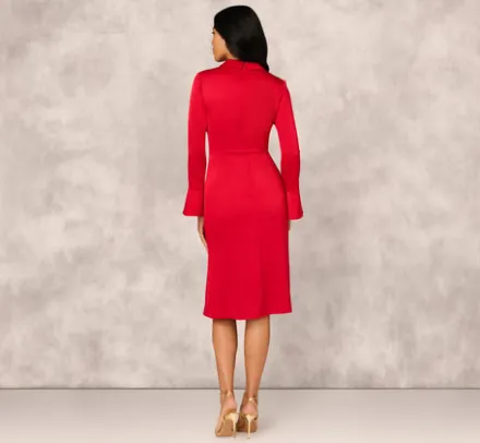 Adrianna Papell Wedding Guest Dresses|Petite-Friendly*Crepe Back Satin Midi Dress In