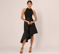 Adrianna Papell Wedding Guest Dresses|Petite-Friendly*Crepe Combo Taffeta Dress In