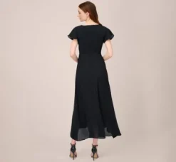 Adrianna Papell Jumpsuits|Day Dresses*Crepe Cropped Jumpsuit With Gauze Overlay In Black Ivory