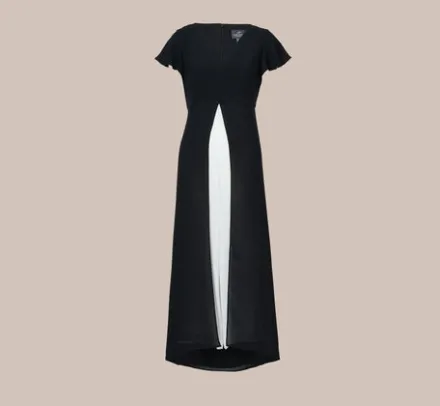 Adrianna Papell Jumpsuits|Day Dresses*Crepe Cropped Jumpsuit With Gauze Overlay In Black Ivory