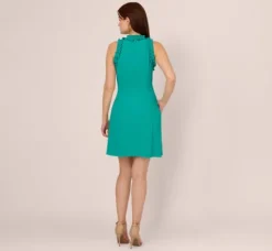 Adrianna Papell Wedding Guest Dresses|Day Dresses*Crepe Halter Dress With Ruffled Trim In Exotic Jade