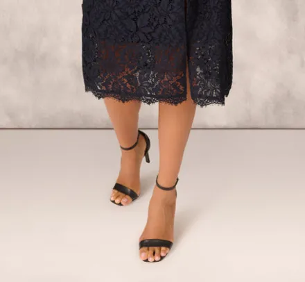 Adrianna Papell Wedding Guest Dresses|Petite-Friendly*Crepe Lace Midi Dress In