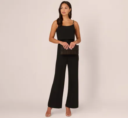 Adrianna Papell Jumpsuits|Day Dresses*Crepe Popover Jumpsuit With Chain Straps In